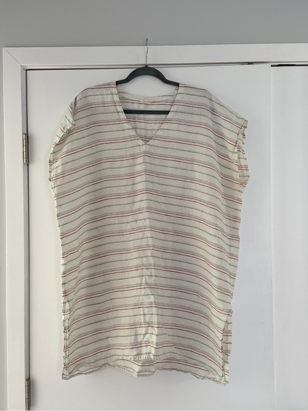 Eileen Fisher Women’s Cream Stripe V-Neck Tunic Top